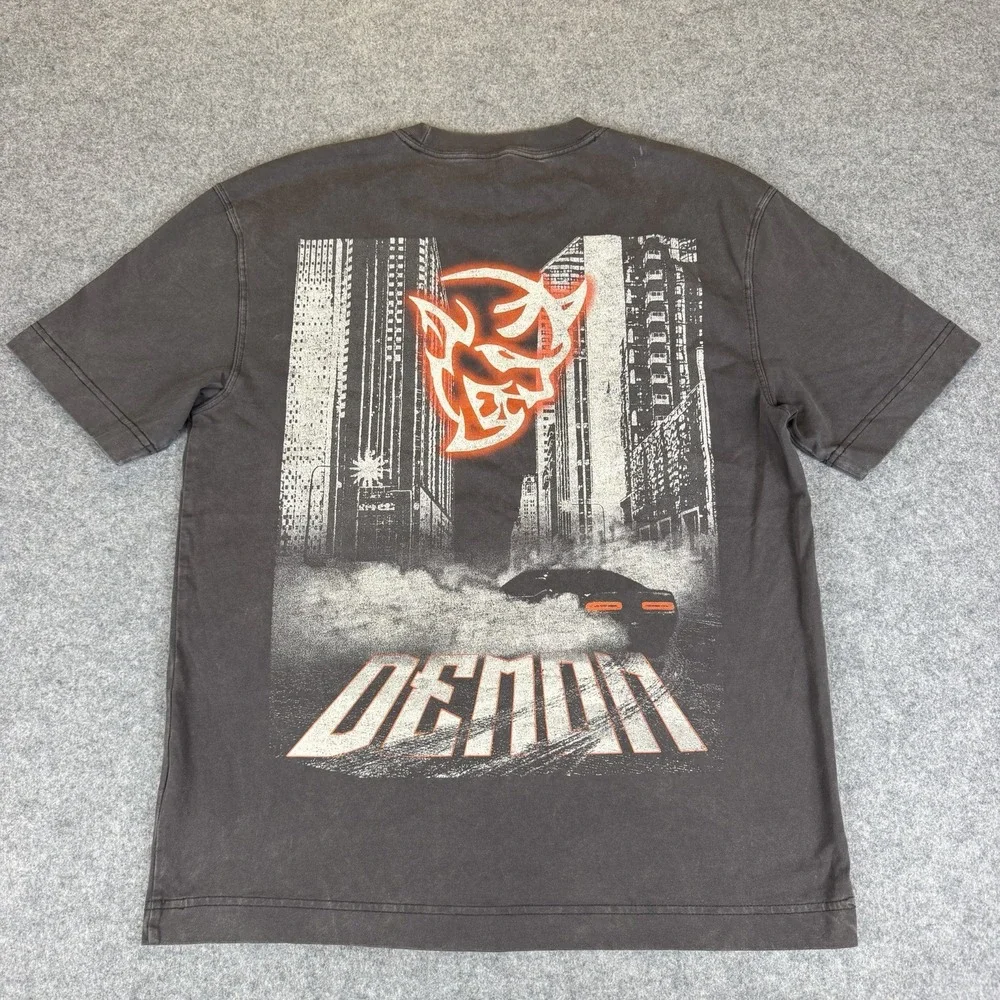 Hollister Dodge Demon T Shirt XS Gray Faded Wash Boxy Fit Muscle Car Graphic